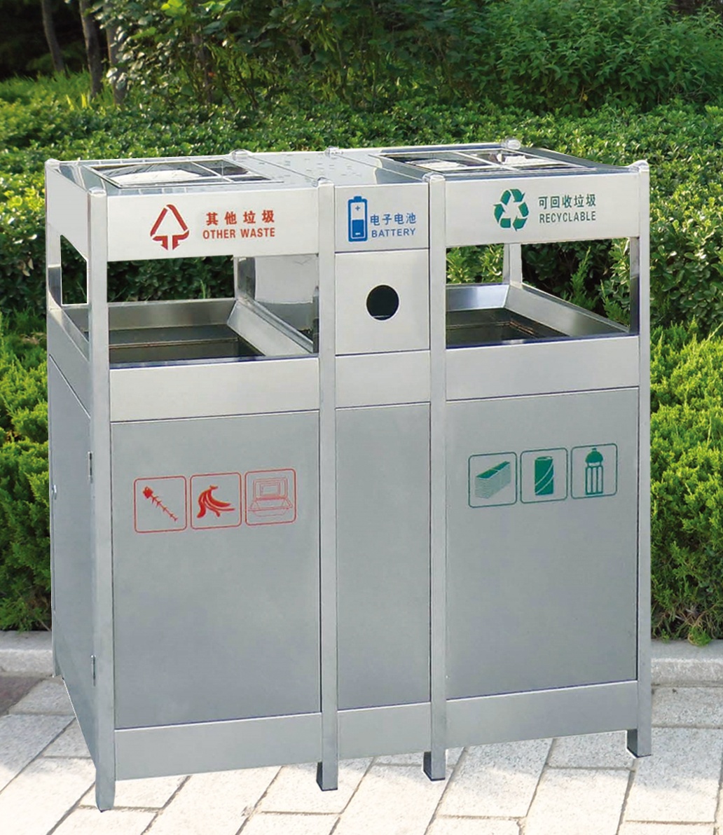 淄博不銹鋼分類垃圾桶，濟(jì)寧不銹鋼分類果皮箱